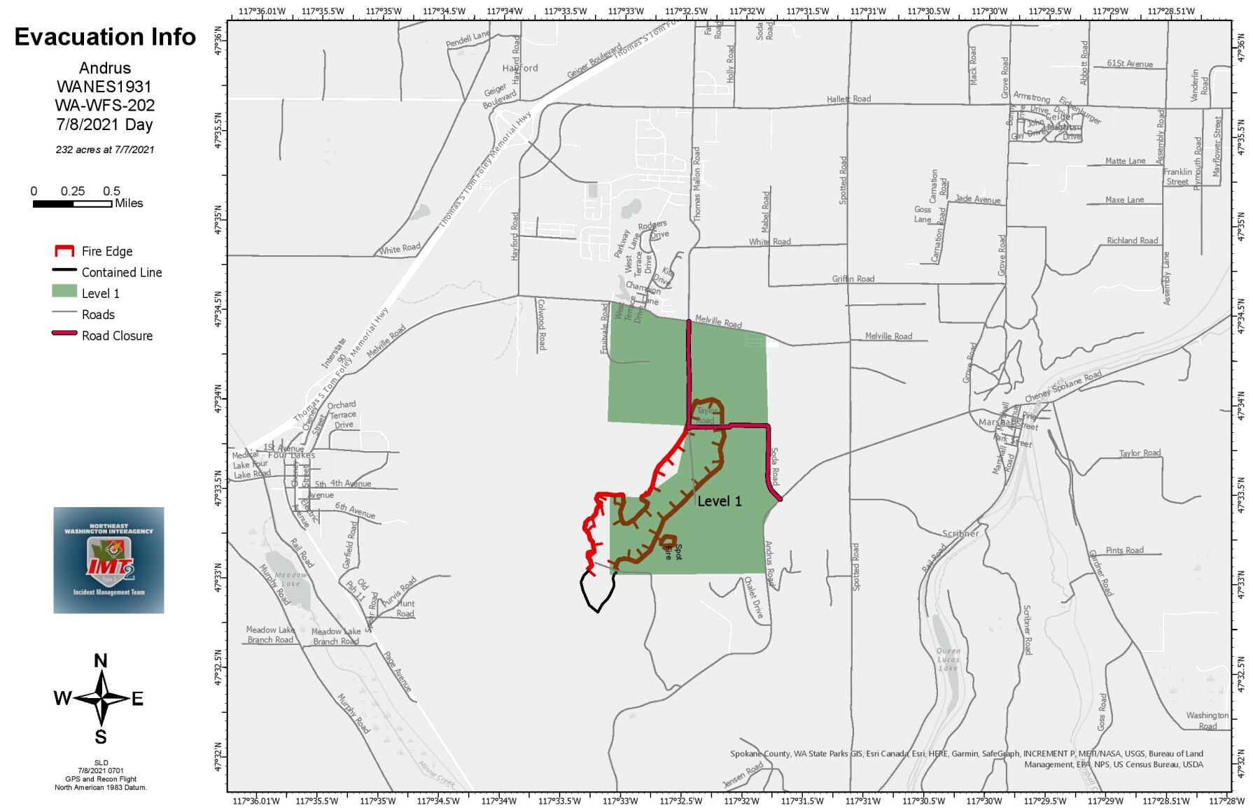 Andrus Fire Evacuation Map 7.8.21